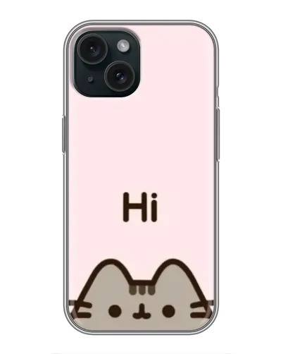 Чехол для iPhone 15 с картинкой «Пушин говорит Hi» Чехол для iPhone 15 с картинкой «Пушин говорит Hi»