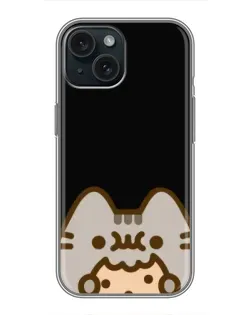 Чехол для iPhone 15 с картинкой «Пушин на черном»