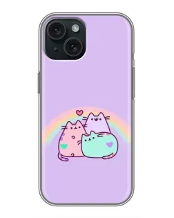 Чехол для iPhone 15 с картинкой «Радужные Пушины»