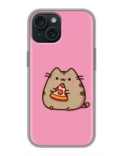 Чехол для iPhone 15 с картинкой «Пушин с пиццей»