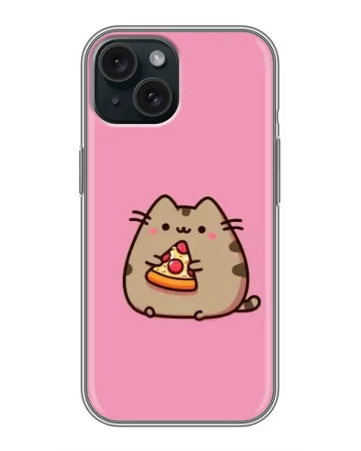 Чехол для iPhone 15 с картинкой «Пушин с пиццей» Чехол для iPhone 15 с картинкой «Пушин с пиццей»