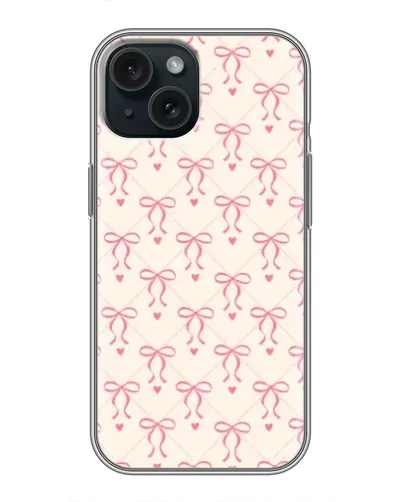 Чохол для iPhone 15 з картинкою «Рожеві бантики Coquette»
