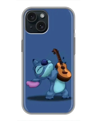 Чехол для iPhone 15 с картинкой «Стич с укулеле»
