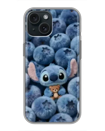 Чехол для iPhone 15 с картинкой «Стич и голубика»