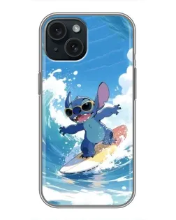 Чехол для iPhone 15 с картинкой «Стич на волне»