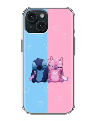 Чехол для iPhone 15 с картинкой «Stitch и Angel Love»