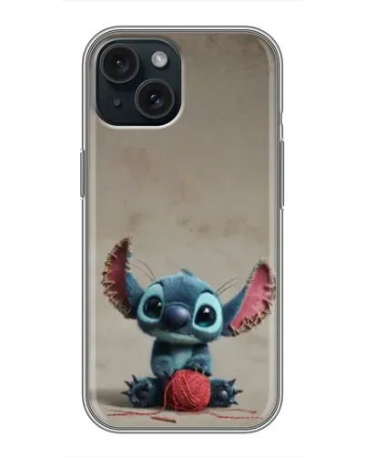 Чехол для iPhone 15 с картинкой «Стич на коричневом фоне»