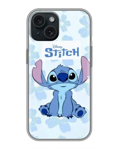 Чехол для iPhone 15 с картинкой «Stitch среди цветов»