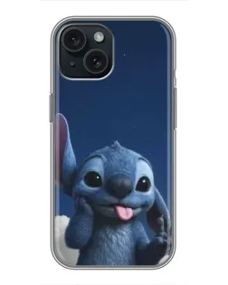 Чехол для iPhone 15 с картинкой «Стич в облаках»