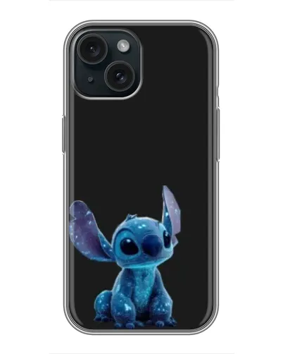Чехол для iPhone 15 с картинкой «Стич на черном»