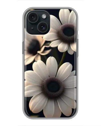Чохол для iPhone 15 з картинкою «Білі маргаритки макро» Чохол для iPhone 15 з картинкою «Білі маргаритки макро»