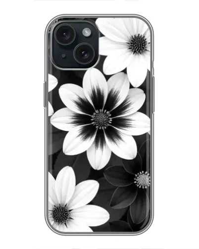 Чохол для iPhone 15 з картинкою «Монохромні айстри» Чохол для iPhone 15 з картинкою «Монохромні айстри»