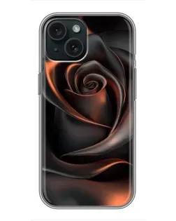 Чохол для iPhone 15 з картинкою «Шовкова чорна троянда»