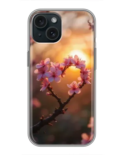 Чохол для iPhone 15 з картинкою «Рожевий цвіт сердечко на тлі заходу» Чохол для iPhone 15 з картинкою «Рожевий цвіт сердечко на тлі заходу»