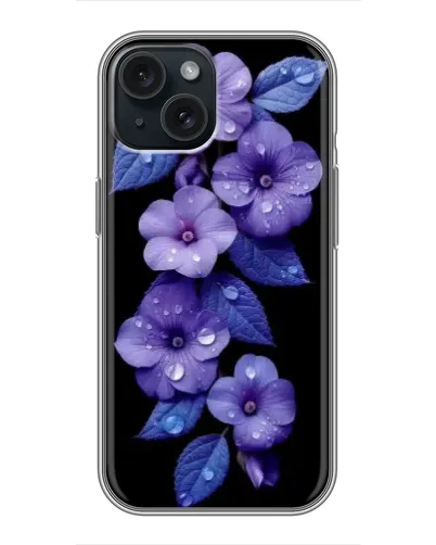 Чохол для iPhone 15 з картинкою «Фіолетові квіти з росою» Чохол для iPhone 15 з картинкою «Фіолетові квіти з росою»
