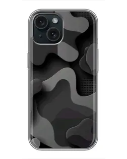 Чохол для iPhone 15 з картинкою «Темний абстрактний камуфляж»