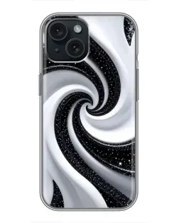 Чохол для iPhone 15 з картинкою «Чорно-біла спіраль»