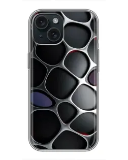 Чохол для iPhone 15 з картинкою «Об'ємна темна решітка»
