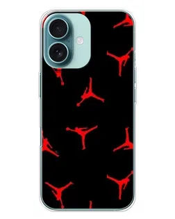 Чехол для iPhone 16 Plus с картинкой «Jordan Red Pattern»
