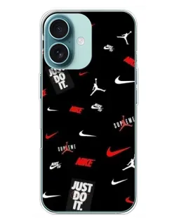 Чехол для iPhone 16 Plus с картинкой «Nike Mix Pattern»