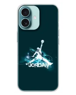 Чехол для iPhone 16 Plus с картинкой «Jordan Blue Fire»