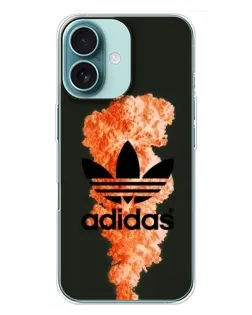 Чохол для iPhone 16 Plus з картинкою «Помаранчевий дим Adidas»