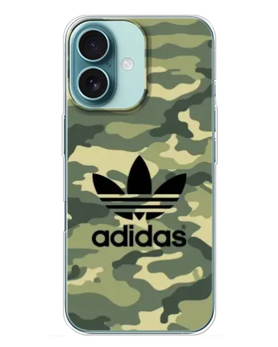 Чохол для iPhone 16 Plus з картинкою «Мілітарі стиль Adidas»