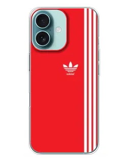 Чохол для iPhone 16 Plus з картинкою «Червоний мінімалізм Adidas»