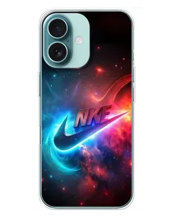 Чехол для iPhone 16 Plus с картинкой «Огненный логотип Nike»