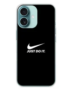Чехол для iPhone 16 Plus с картинкой «Минимализм от Nike»