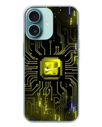 Чехол для iPhone 16 Plus с картинкой «Nike — золотая искра» Чехол для iPhone 16 Plus с картинкой «Nike — золотая искра»