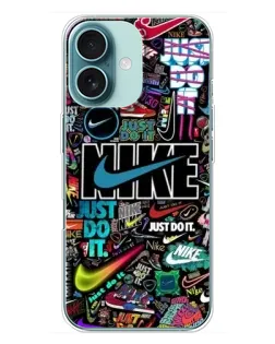 Чохол для iPhone 16 Plus з картинкою «Яскравий колаж Nike»