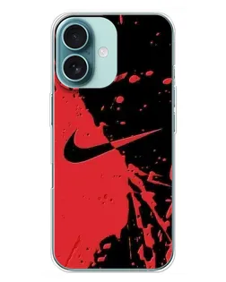 Чохол для iPhone 16 Plus з картинкою «Червоні бризки Nike»