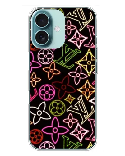 Чехол для iPhone 16 Plus с картинкой «Неоновый микс Nike»