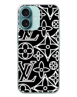 Чехол для iPhone 16 Plus с картинкой «Черно-белый узор LV» Чехол для iPhone 16 Plus с картинкой «Черно-белый узор LV»