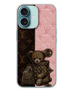 Чехол для iPhone 16 Plus с картинкой «Мишка в стиле LV» Чехол для iPhone 16 Plus с картинкой «Мишка в стиле LV»