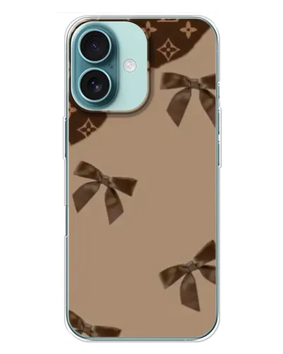 Чехол для iPhone 16 Plus с картинкой «LV — кофейный атлас»