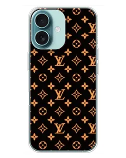 Чехол для iPhone 16 Plus с картинкой «Золотая монограмма LV» Чехол для iPhone 16 Plus с картинкой «Золотая монограмма LV»