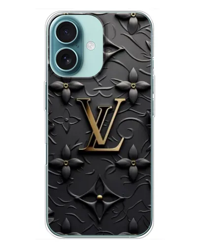 Чехол для iPhone 16 Plus с картинкой «Кожаная текстура LV»