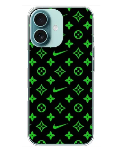 Чехол для iPhone 16 Plus с картинкой «Неоновый принт LV»