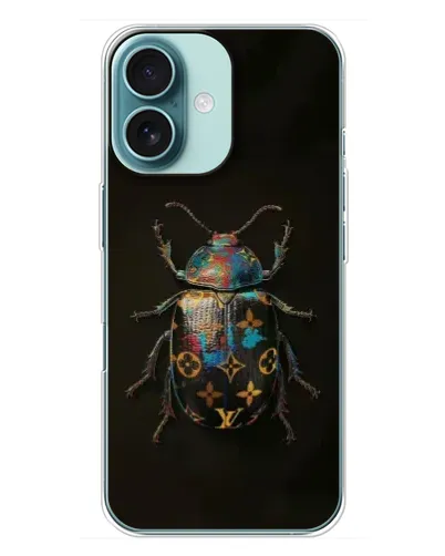 Чехол для iPhone 16 Plus с картинкой «LV — мраморный принт»