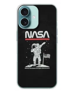 Чехол для iPhone 16 Plus с картинкой «NASA — шагаем по Луне» Чехол для iPhone 16 Plus с картинкой «NASA — шагаем по Луне»