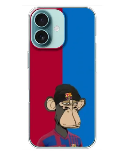 Чехол для iPhone 16 Plus с картинкой «Bored Ape — фанат Барсы» Чехол для iPhone 16 Plus с картинкой «Bored Ape — фанат Барсы»