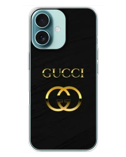 Чехол для iPhone 16 Plus с картинкой «Золотой логотип Gucci» Чехол для iPhone 16 Plus с картинкой «Золотой логотип Gucci»