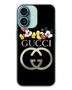Чехол для iPhone 16 Plus с картинкой «Gucci — герои Disney»
