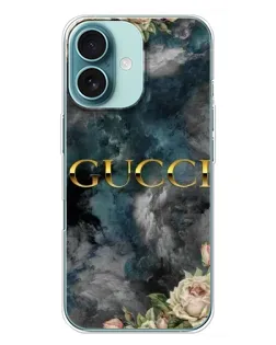 Чехол для iPhone 16 Plus с картинкой «Абстрактные цветы Gucci»