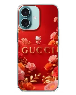 Чехол для iPhone 16 Plus с картинкой «Gucci — золотой сад»