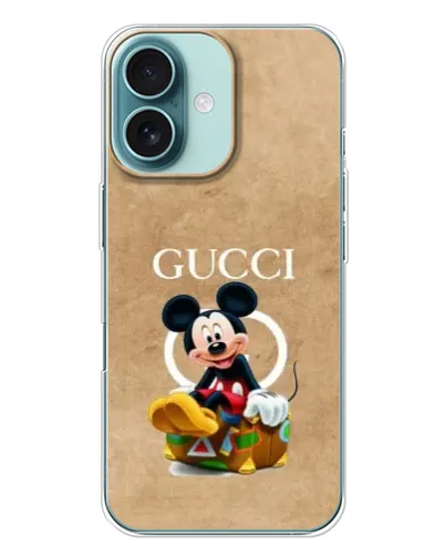 Чехол для iPhone 16 Plus с картинкой «Микки Маус Gucci — крафт» Чехол для iPhone 16 Plus с картинкой «Микки Маус Gucci — крафт»