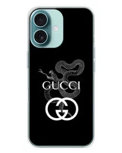 Чехол для iPhone 16 Plus с картинкой «Gucci — серебряная змея»