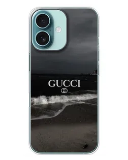 Чехол для iPhone 16 Plus с картинкой «Gucci — морской прибой»
